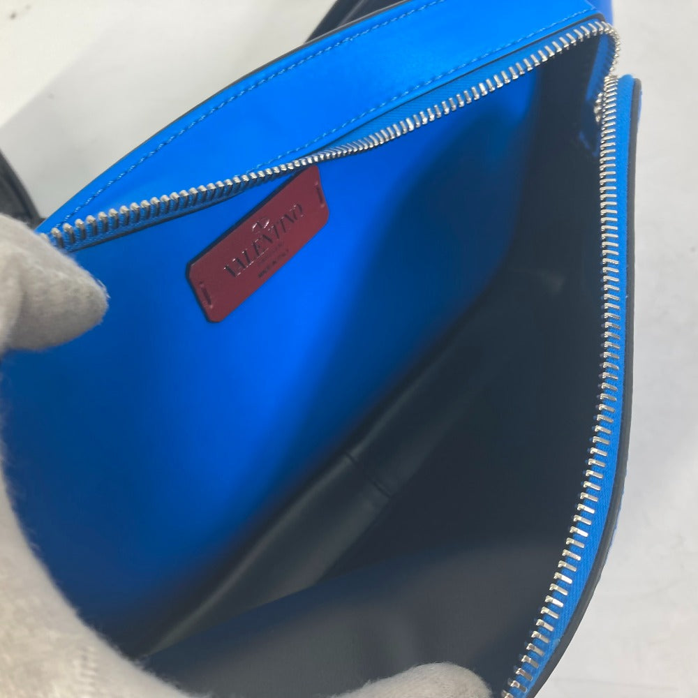 VALENTINO TY0B0719 VLTN Logo Body Bag, Crossbody Shoulder Bag, Waist Bag, Leather, Men's, Blue
