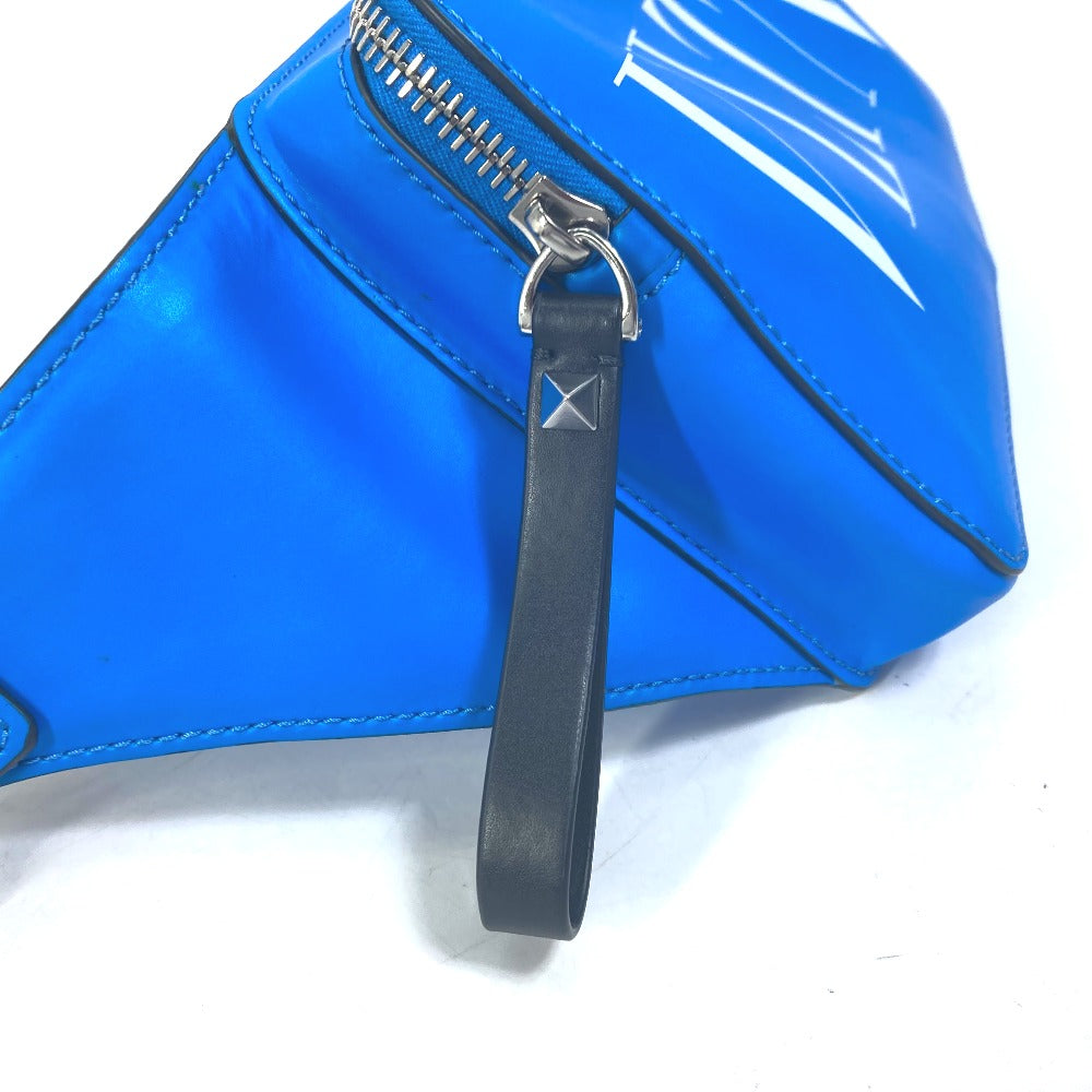 VALENTINO TY0B0719 VLTN Logo Body Bag, Crossbody Shoulder Bag, Waist Bag, Leather, Men's, Blue