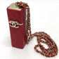 CHANEL Coco Mark CC Lip Case Chain Shoulder Bag Leather Women's Red