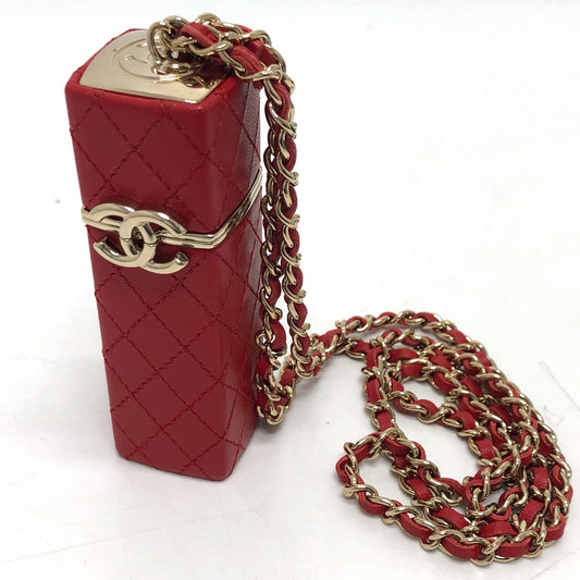 CHANEL ココマーク CC リップケース チェーン ショルダーバッグ ショルダーバッグ レザー レディース レッド