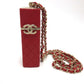 CHANEL Coco Mark CC Lip Case Chain Shoulder Bag Leather Women's Red