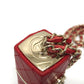 CHANEL Coco Mark CC Lip Case Chain Shoulder Bag Leather Women's Red