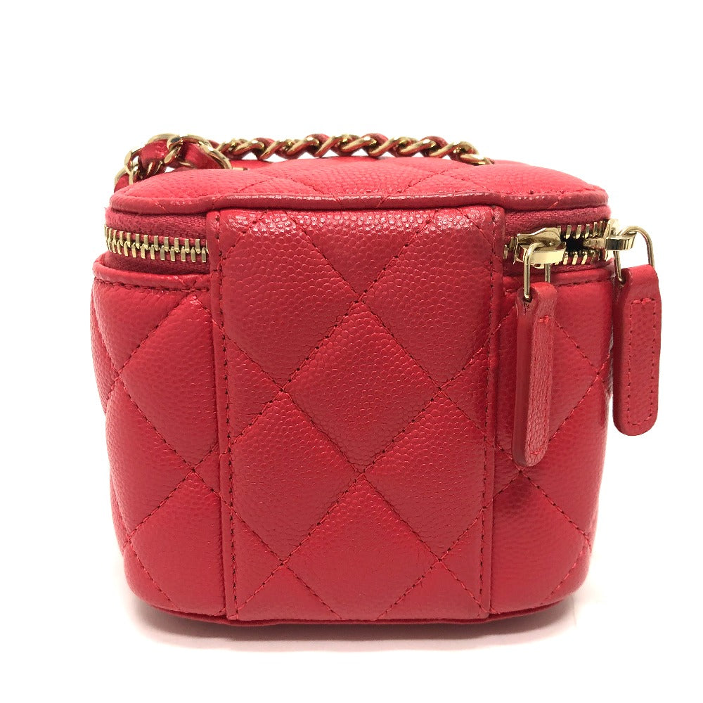 CHANEL AP1340 CC ココマーク マトラッセ ミニ バニティバッグ チェーンバッグ ショルダーバッグ キャビアスキン レディース ピンク