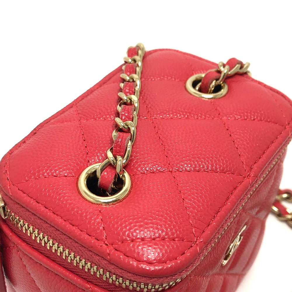 CHANEL AP1340 CC ココマーク マトラッセ ミニ バニティバッグ チェーンバッグ ショルダーバッグ キャビアスキン レディース ピンク