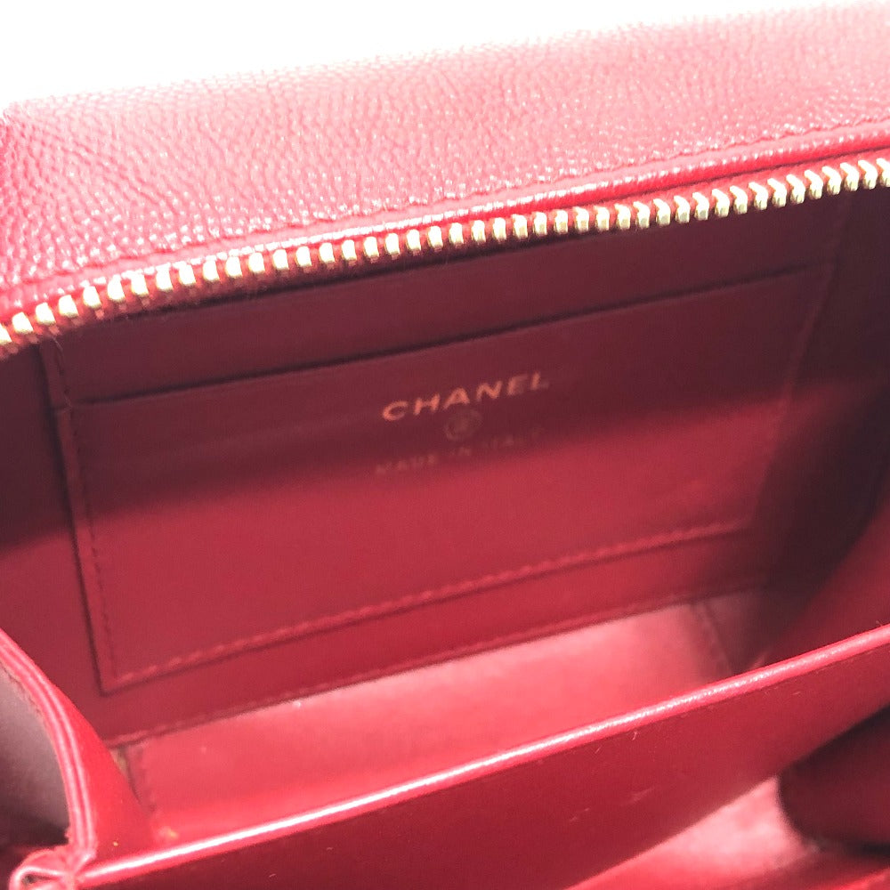 CHANEL A84452 CC Filigree Matelasse Chain Mini Shoulder Bag in Caviar Leather, Red
