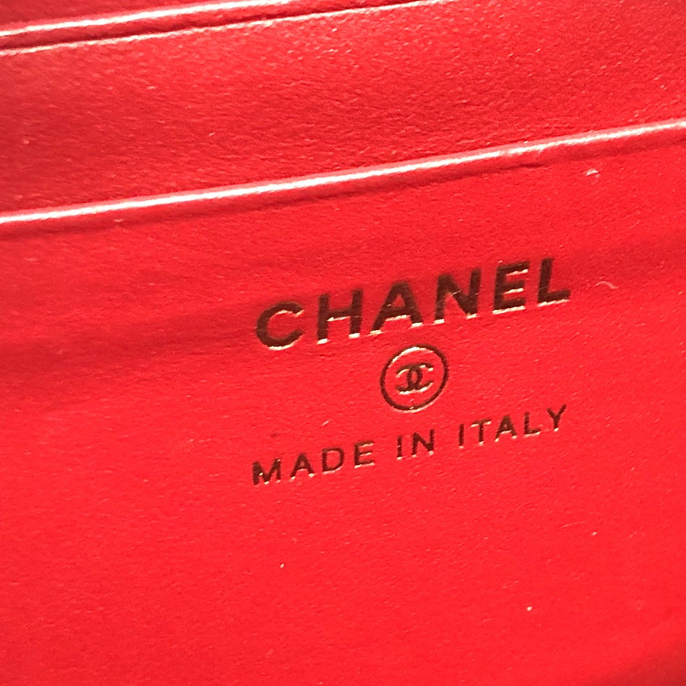 CHANEL A84452 CC Filigree Matelasse Chain Mini Shoulder Bag in Caviar Leather, Red