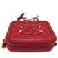 CHANEL A84452 CC Filigree Matelasse Chain Mini Shoulder Bag in Caviar Leather, Red
