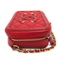 CHANEL A84452 CC Filigree Matelasse Chain Mini Shoulder Bag in Caviar Leather, Red