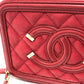 CHANEL A84452 CC Filigree Matelasse Chain Mini Shoulder Bag in Caviar Leather, Red