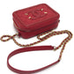 CHANEL A84452 CC Filigree Matelasse Chain Mini Shoulder Bag in Caviar Leather, Red
