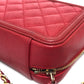 CHANEL A84452 CC Filigree Matelasse Chain Mini Shoulder Bag in Caviar Leather, Red