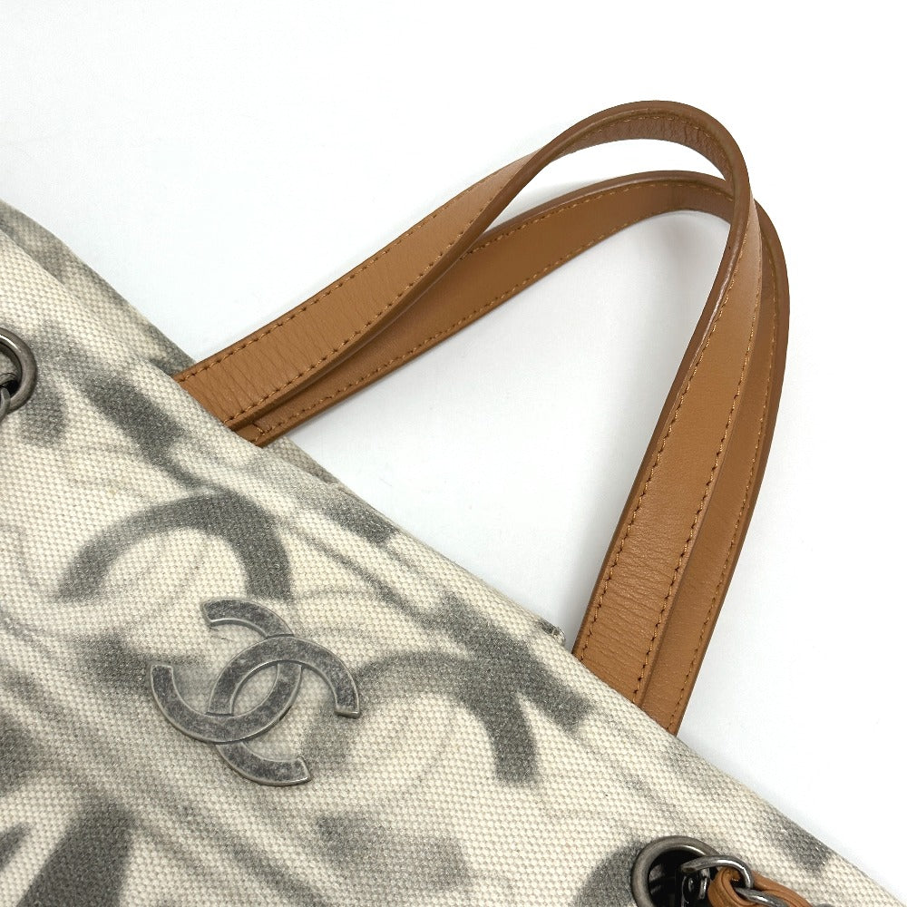 CHANEL CC Coco Mark Icon Shopping Tote, 2-Way Chain Tote Bag, Shoulder Bag, Canvas/Leather, Women's, Beige