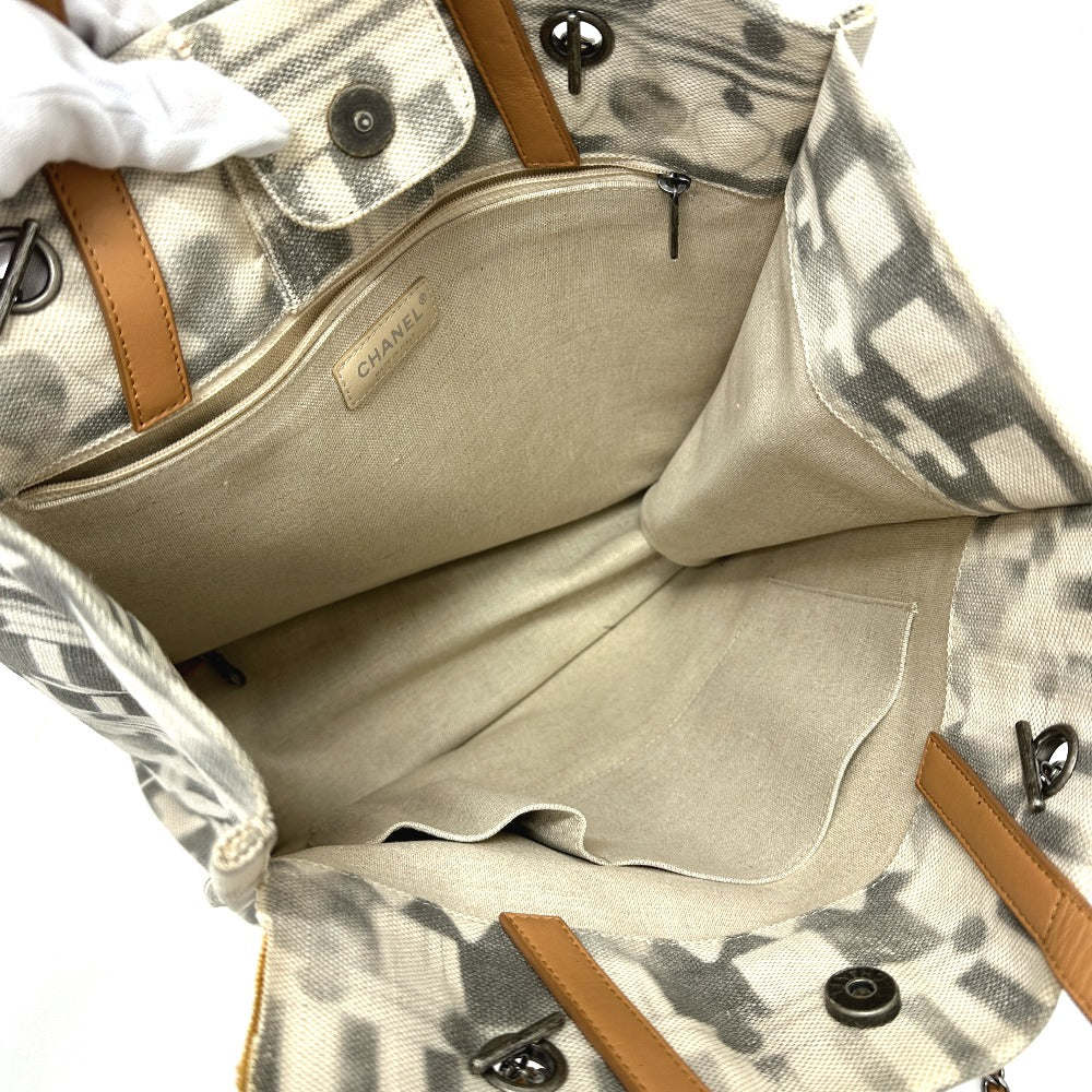 CHANEL CC Coco Mark Icon Shopping Tote, 2-Way Chain Tote Bag, Shoulder Bag, Canvas/Leather, Women's, Beige