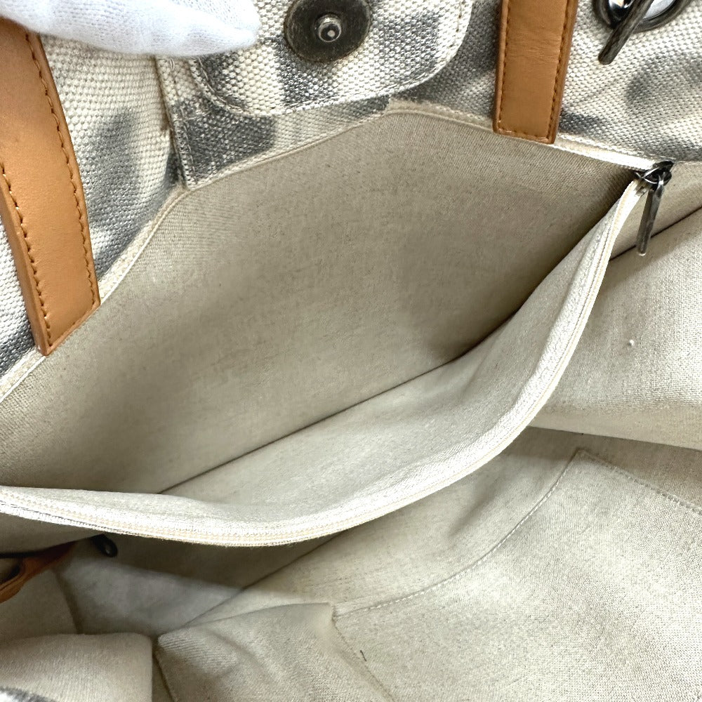CHANEL CC Coco Mark Icon Shopping Tote, 2-Way Chain Tote Bag, Shoulder Bag, Canvas/Leather, Women's, Beige