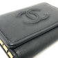 CHANEL Coco Mark 4-ring key case, leather, women's, black