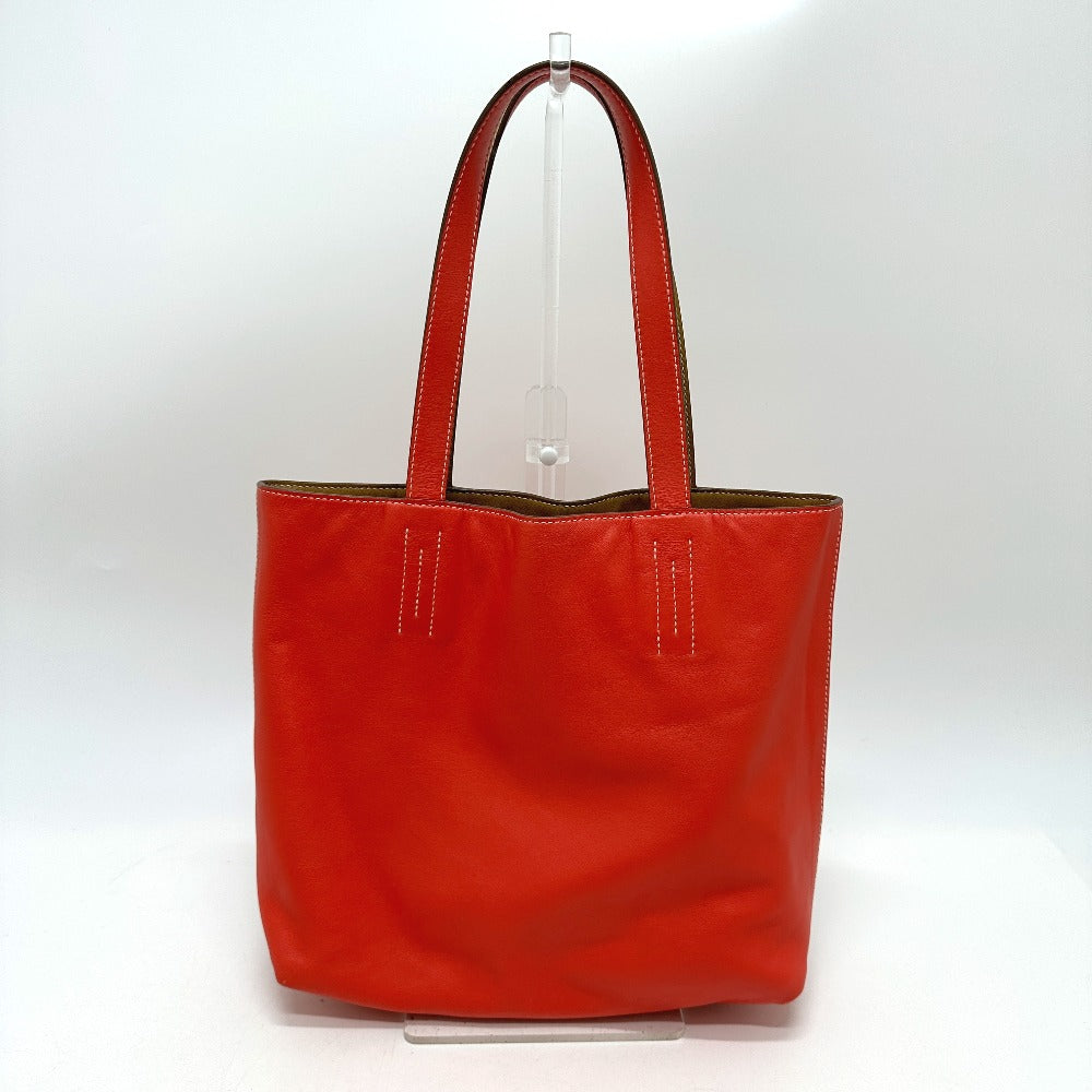 HERMES Double Sens 28 Reversible Shoulder Tote Bag in Leather, Beige/Pink