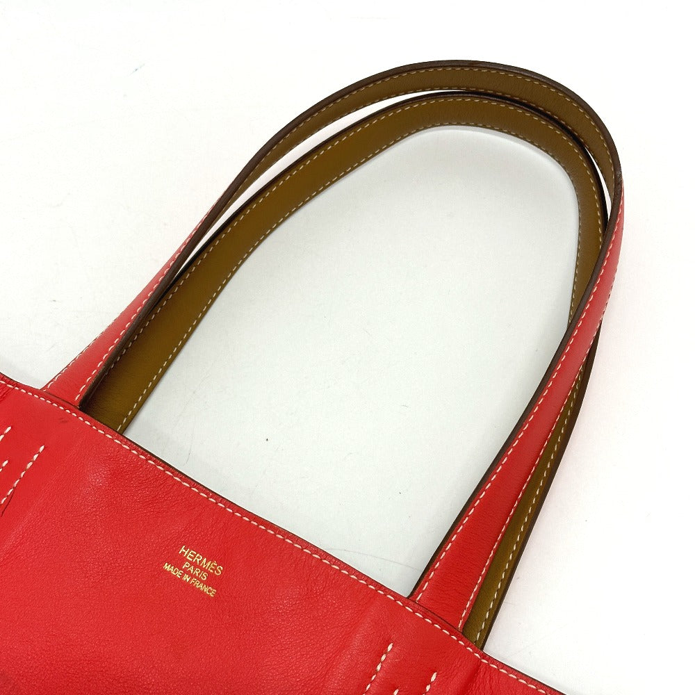 HERMES Double Sens 28 Reversible Shoulder Tote Bag in Leather, Beige/Pink