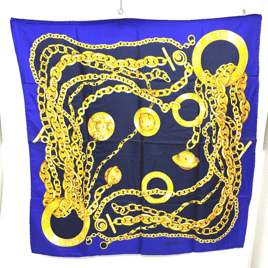 CELINE Jewelry Motif Large Vintage Silk Scarf, Purple