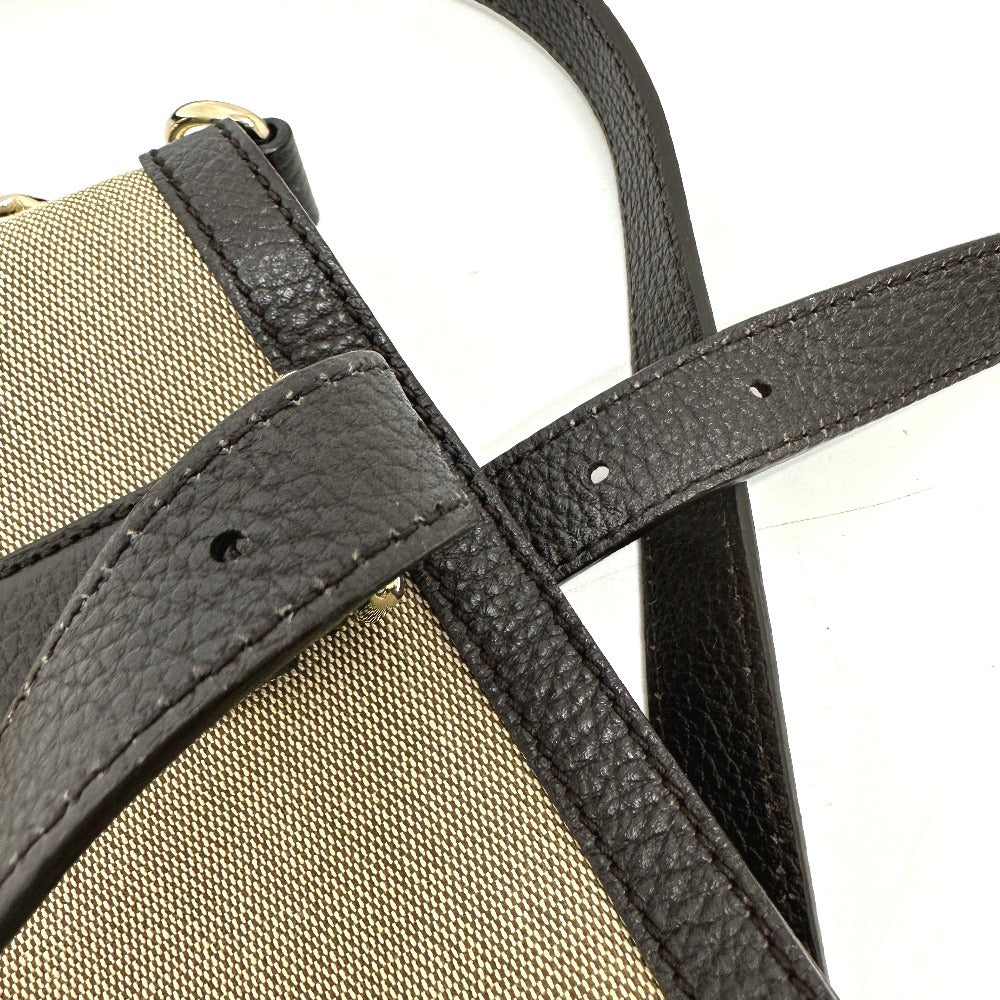 GUCCI 290832 GG Logo 2-Way Shoulder Bag/Tote Bag Canvas/Leather Women's Beige