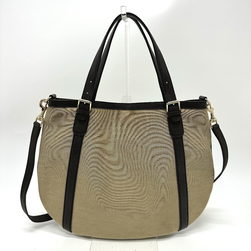 GUCCI 290832 GG Logo 2-Way Shoulder Bag/Tote Bag Canvas/Leather Women's Beige