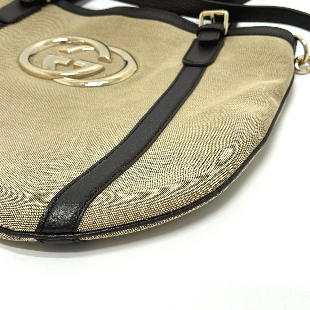 GUCCI 290832 GG Logo 2-Way Shoulder Bag/Tote Bag Canvas/Leather Women's Beige