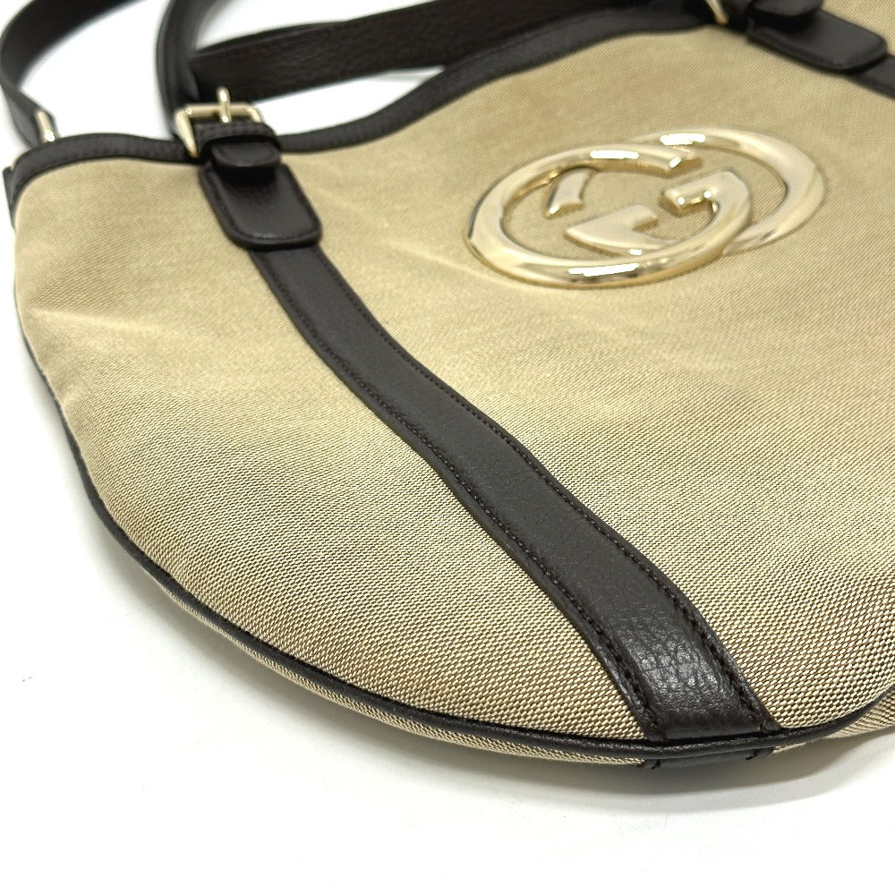 GUCCI 290832 GG Logo 2-Way Shoulder Bag/Tote Bag Canvas/Leather Women's Beige