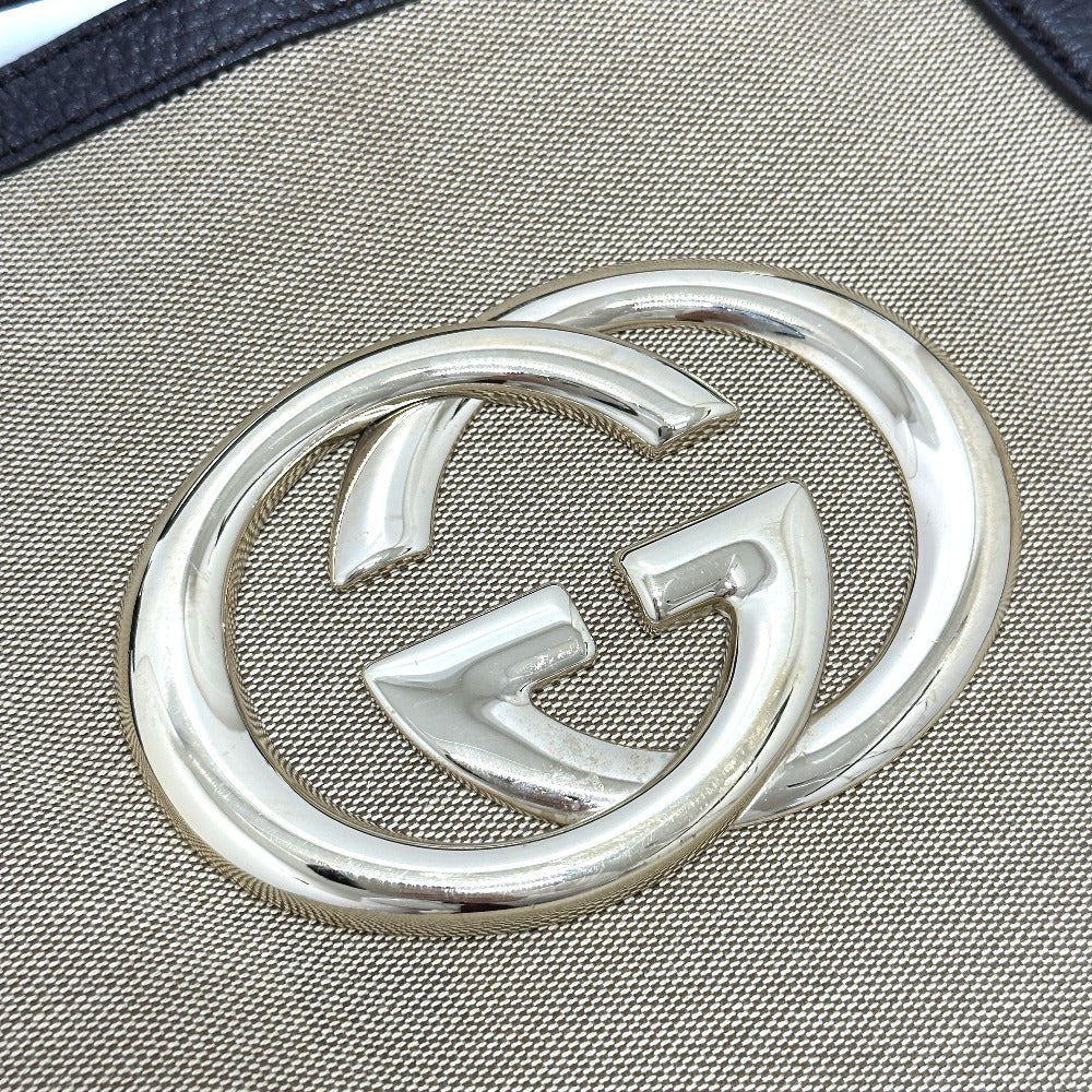 GUCCI 290832 GG Logo 2-Way Shoulder Bag/Tote Bag Canvas/Leather Women's Beige