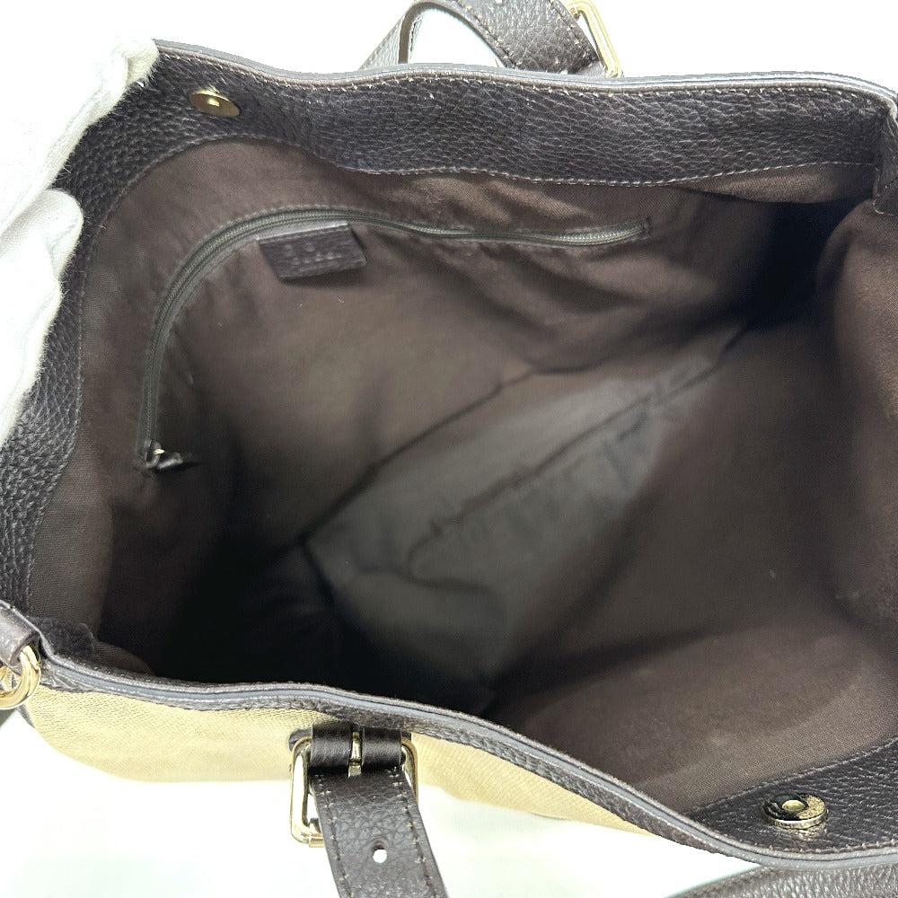 GUCCI 290832 GG Logo 2-Way Shoulder Bag/Tote Bag Canvas/Leather Women's Beige