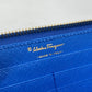 Salvatore Ferragamo 22-C124 Vara Ribbon L-shaped Zipper Long Wallet, Leather, Women's, Blue