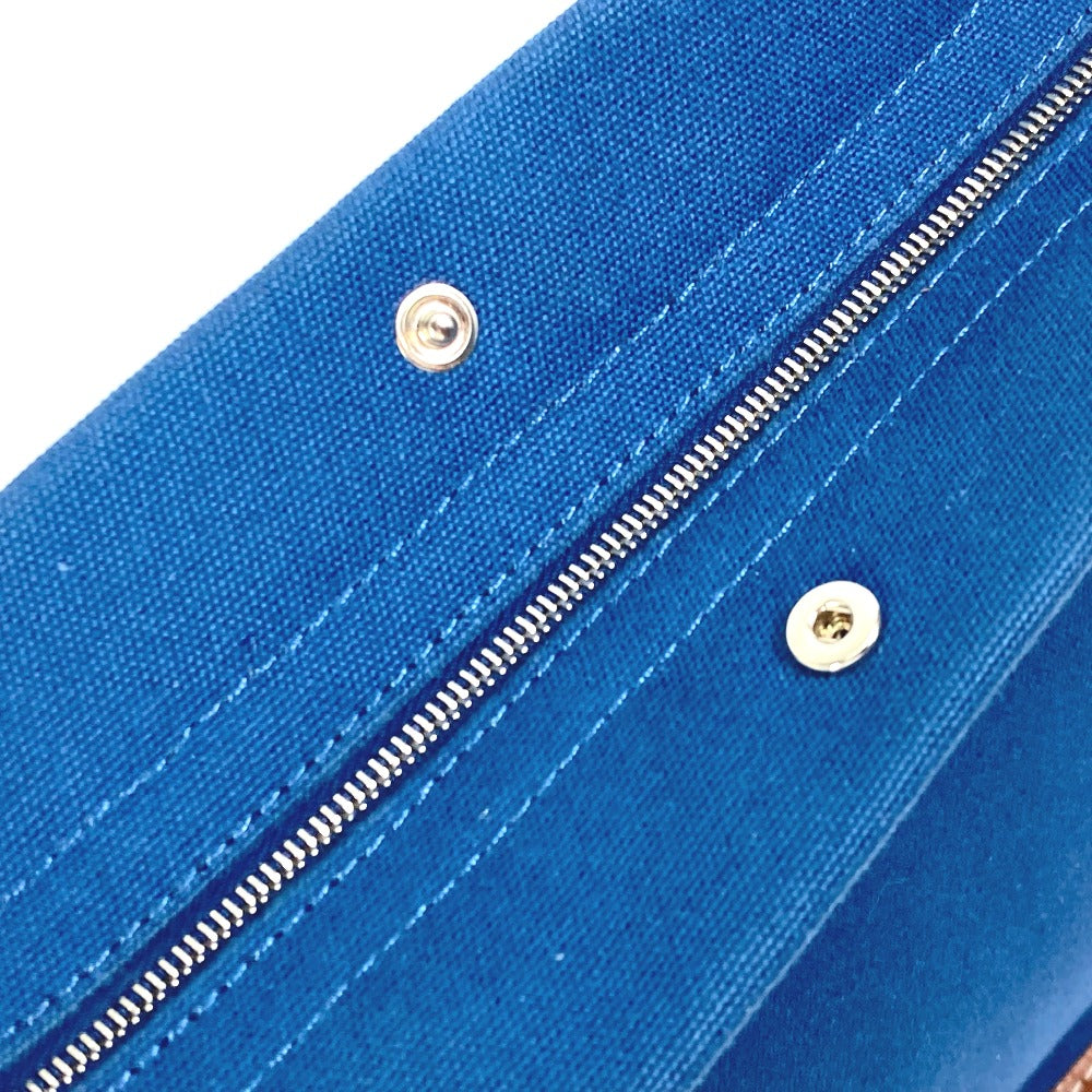 HERMES Embroidered Logo Camaiu Pouch, Makeup Pouch, Bag-in-Bag, Clutch Bag, Canvas/Leather, Men's, Navy