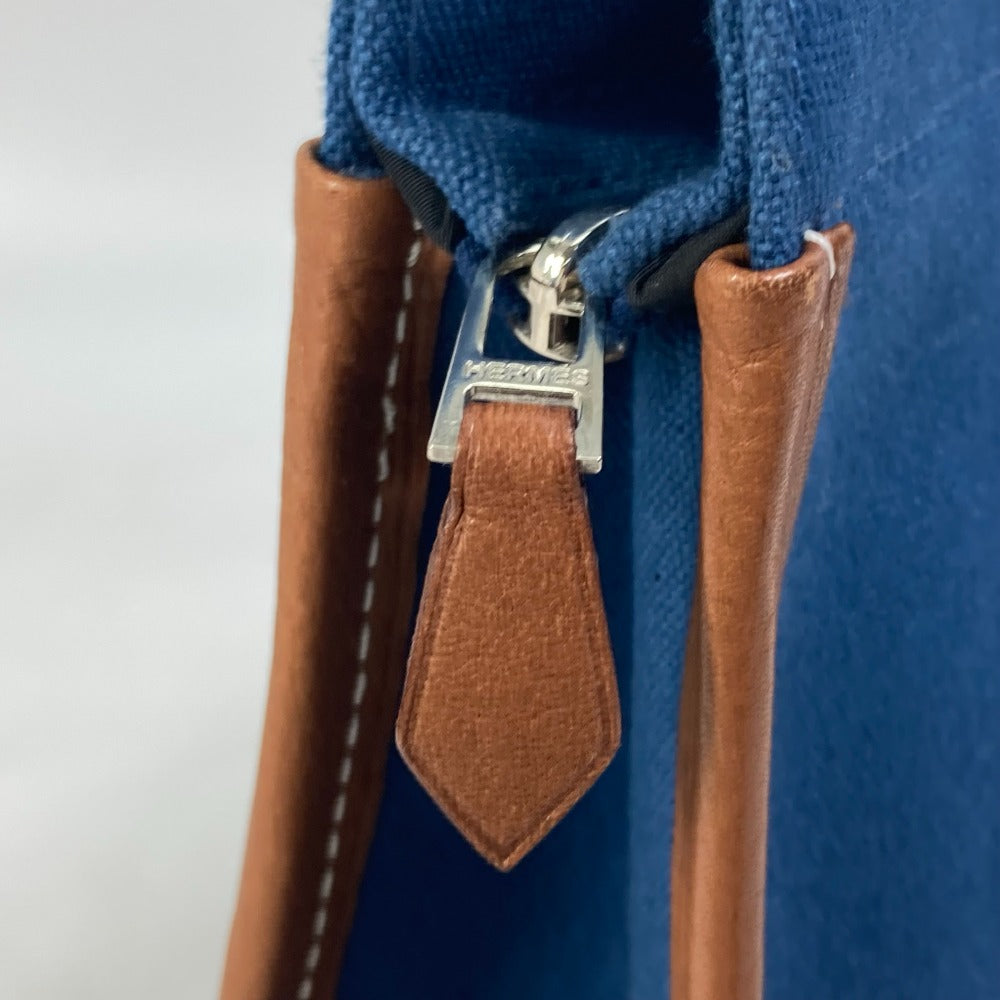 HERMES Embroidered Logo Camaiu Pouch, Makeup Pouch, Bag-in-Bag, Clutch Bag, Canvas/Leather, Men's, Navy