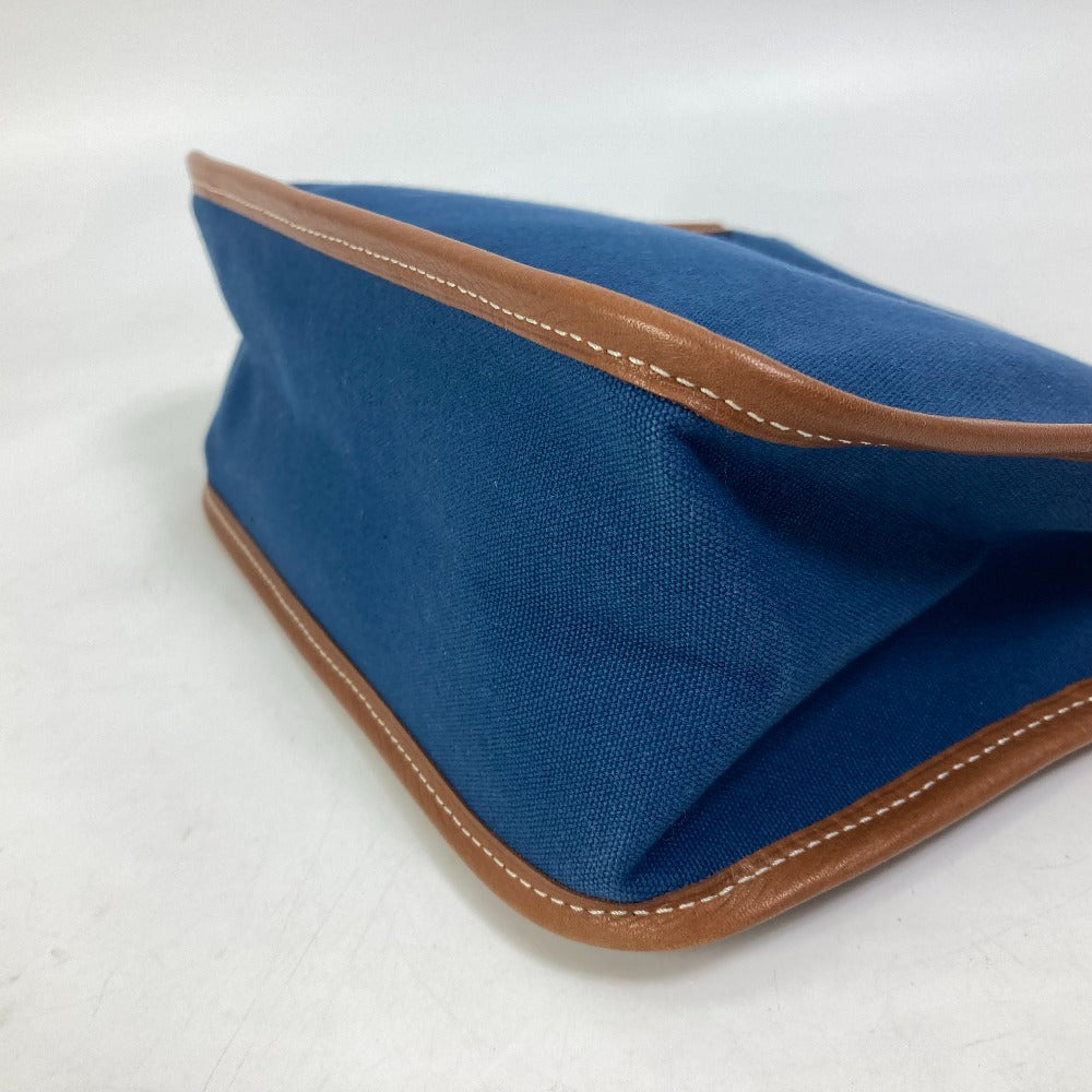 HERMES Embroidered Logo Camaiu Pouch, Makeup Pouch, Bag-in-Bag, Clutch Bag, Canvas/Leather, Men's, Navy