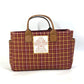 GUCCI 628159 Check Children's Tote Bag, Canvas/Leather Handbag, Women's, Brown/Bordeaux