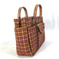 GUCCI 628159 Check Children's Tote Bag, Canvas/Leather Handbag, Women's, Brown/Bordeaux