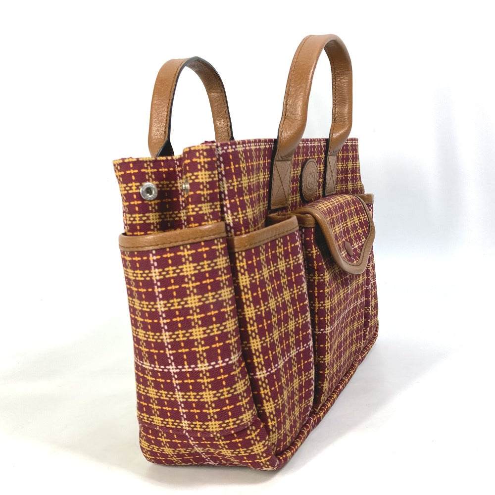 GUCCI 628159 Check Children's Tote Bag, Canvas/Leather Handbag, Women's, Brown/Bordeaux