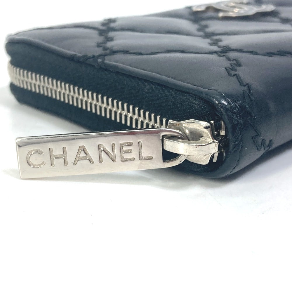 CHANEL Coco Mark CC Matelasse Quilted Zip-Around Long Wallet in Lambskin, Black