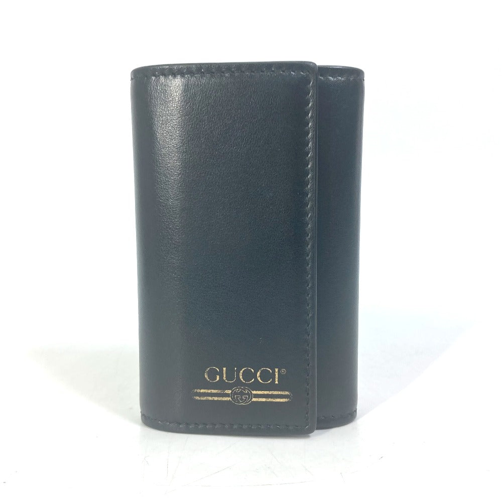 GUCCI 547588 Logo 6-Key Leather Key Case, Women's, Black