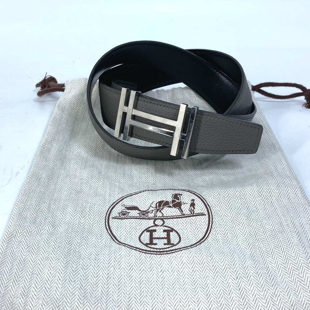 HERMES Hベルト アッシュ オ カレ ベルト トゴ レディース ブロン/ノワール グレー