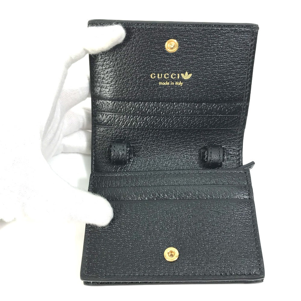 GUCCI 702248 Logo Adidas Collaboration Shoulder Wallet Pochette Crossbody Bifold Wallet Leather Women's Black
