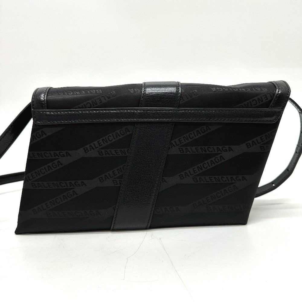 BALENCIAGA 580161 Logo SHIFT BAG M 2-Way Shoulder Bag in Nylon/Leather, Black