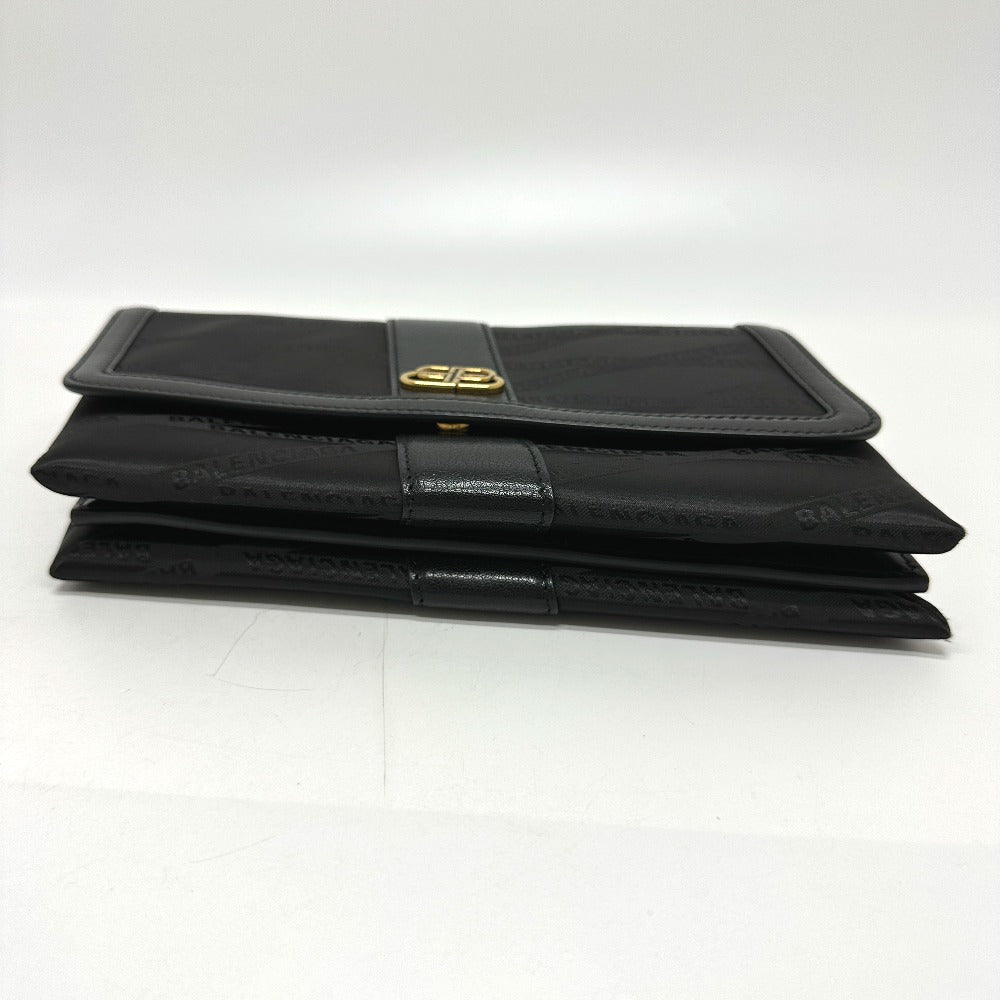 BALENCIAGA 580161 Logo SHIFT BAG M 2-Way Shoulder Bag in Nylon/Leather, Black