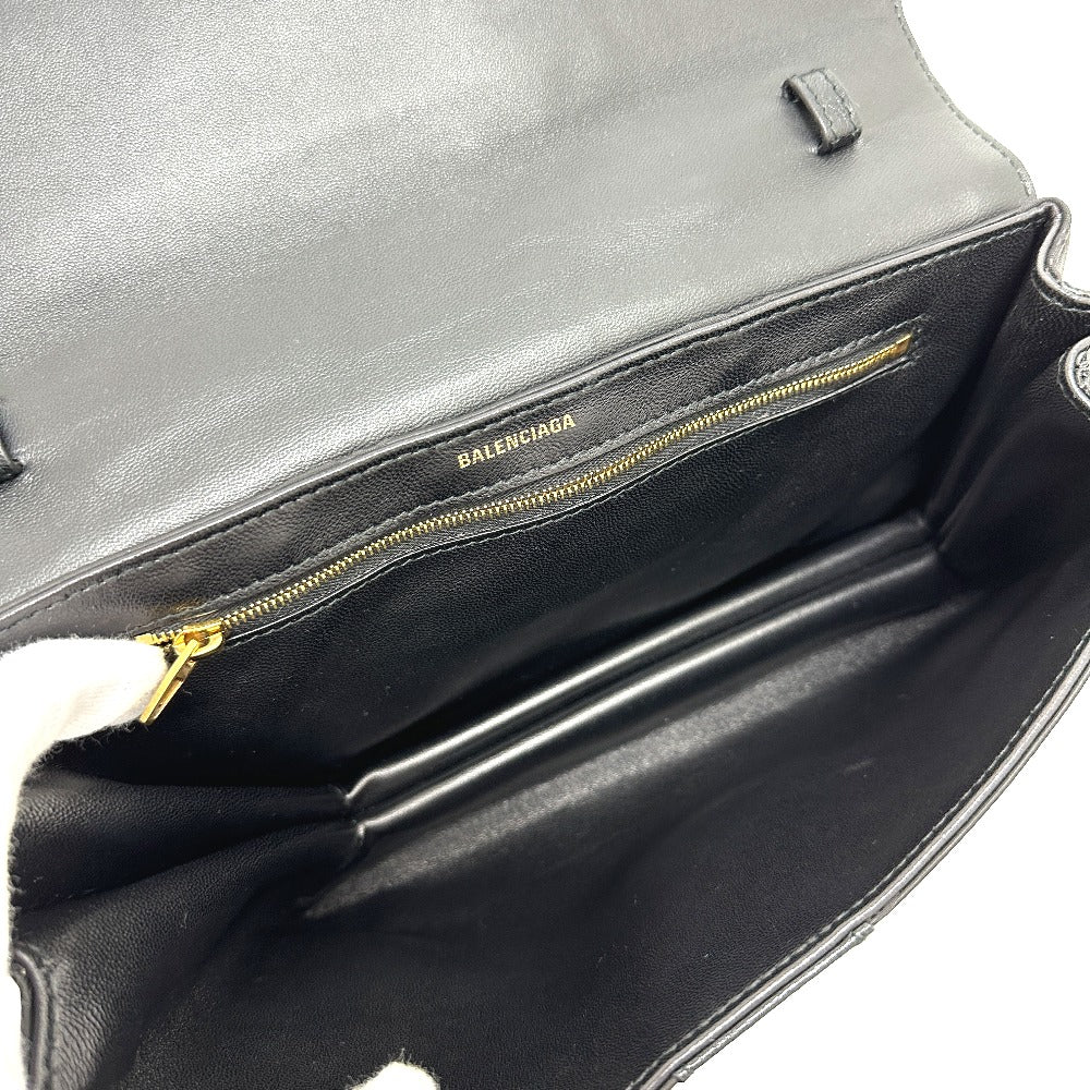 BALENCIAGA 580161 Logo SHIFT BAG M 2-Way Shoulder Bag in Nylon/Leather, Black