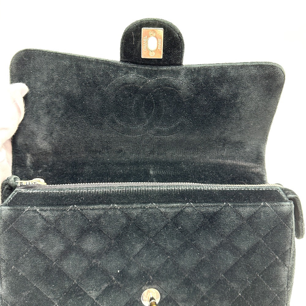 CHANEL Matelasse Chain Backpack, Velour, Women's, Black
