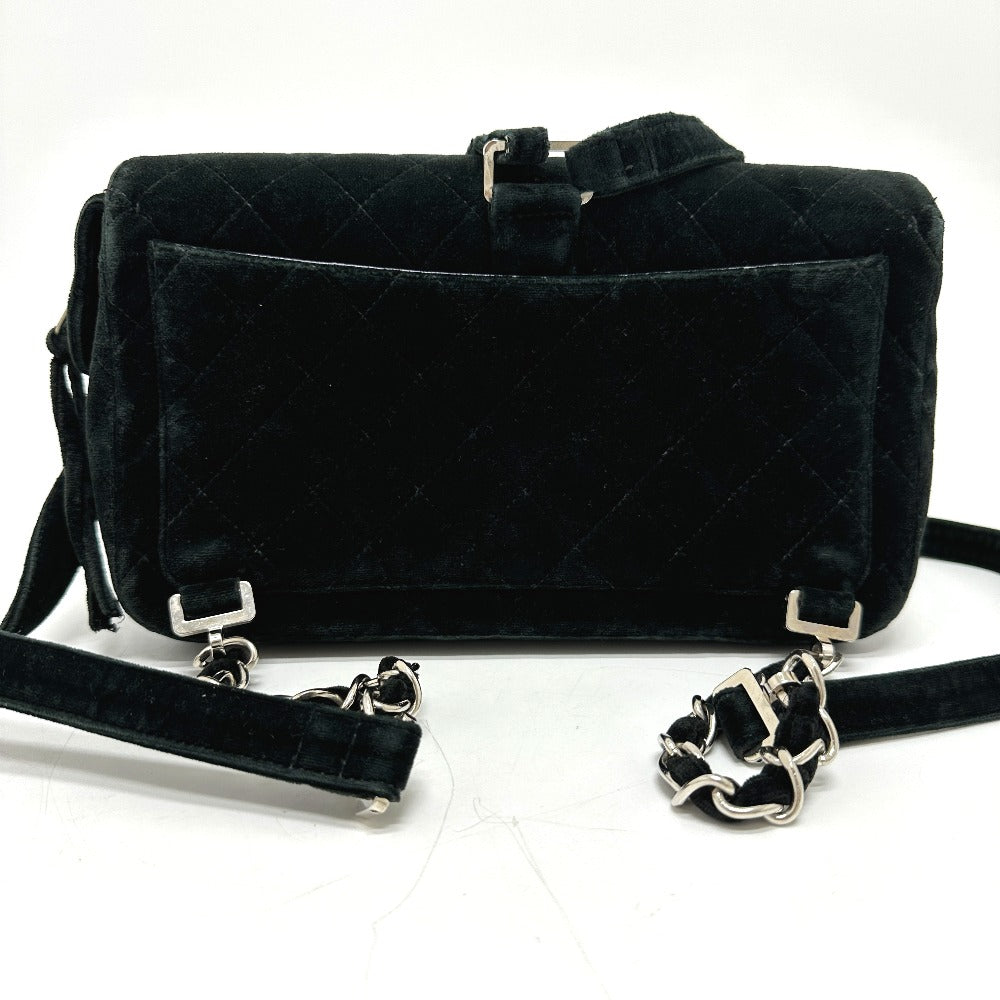 CHANEL Matelasse Chain Backpack, Velour, Women's, Black