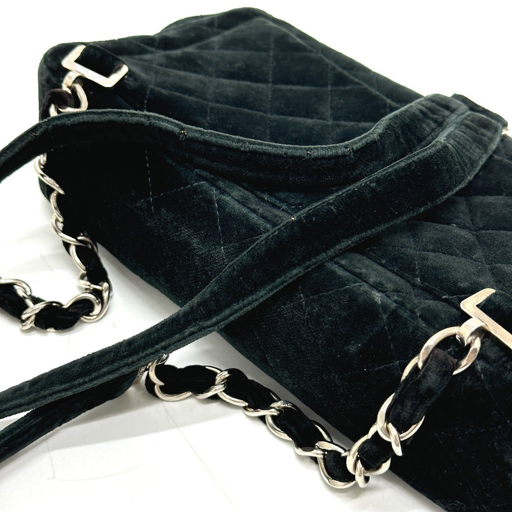 CHANEL Matelasse Chain Backpack, Velour, Women's, Black