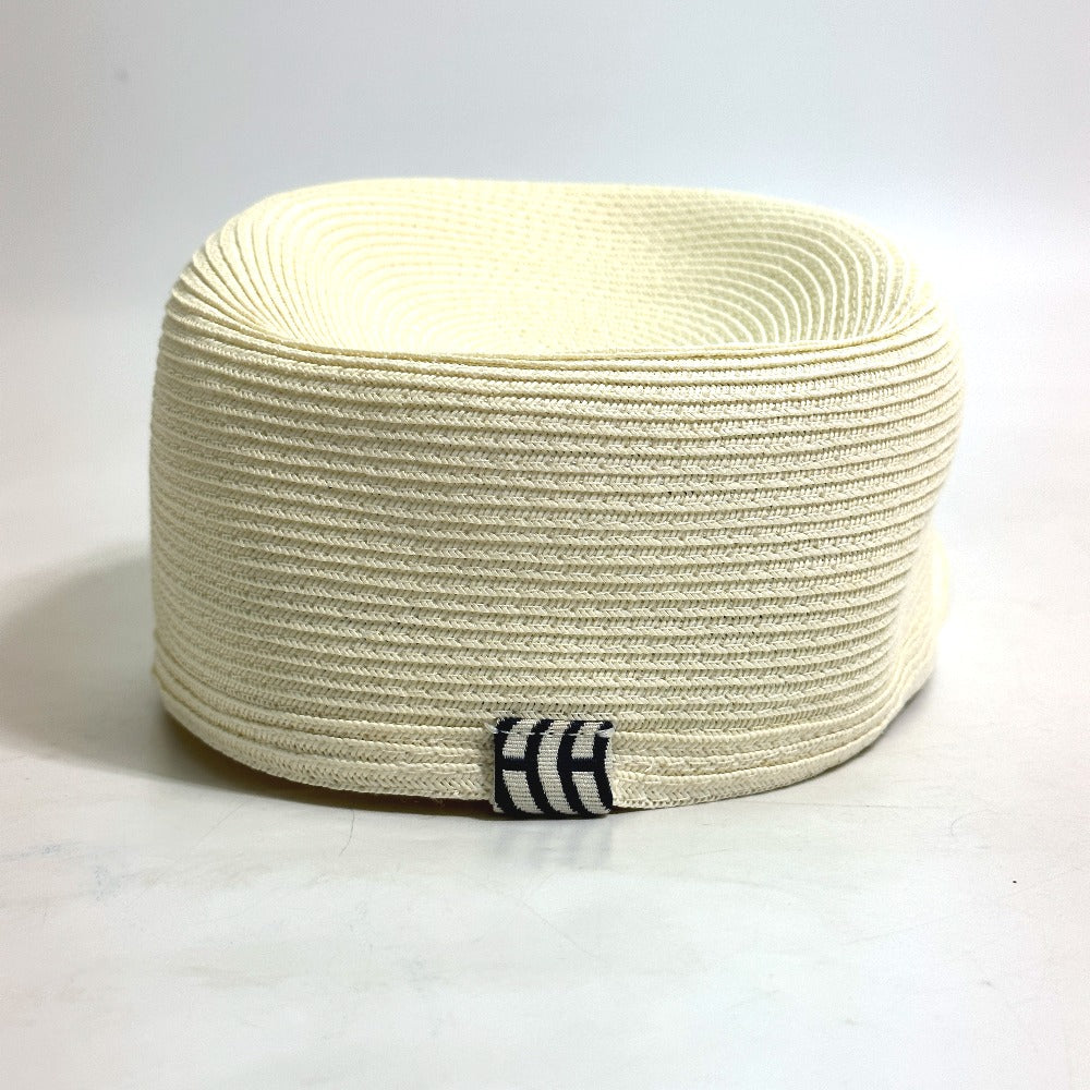 HERMES Serie Emma Straw Cap, Polyester, Women's, Ivory