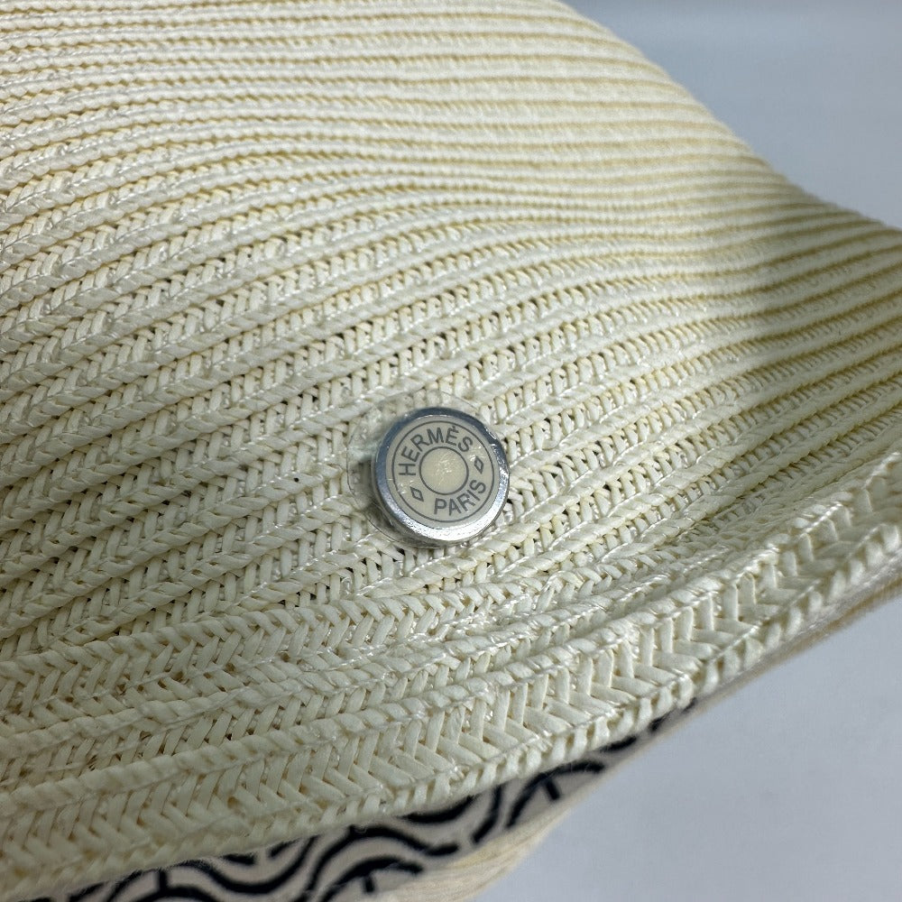 HERMES Serie Emma Straw Cap, Polyester, Women's, Ivory