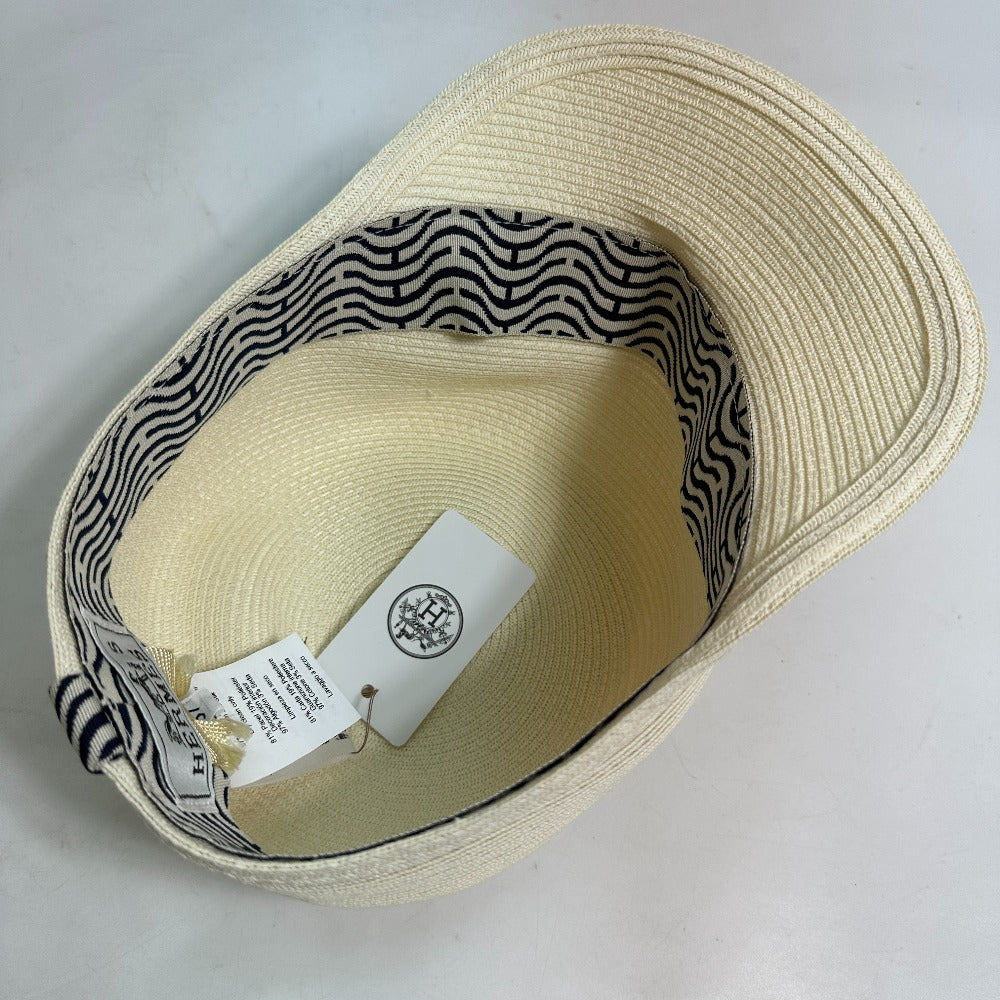 HERMES Serie Emma Straw Cap, Polyester, Women's, Ivory