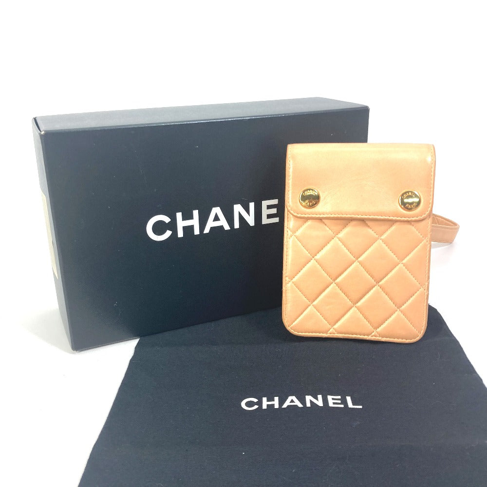 CHANEL ネックポーチ スマホポーチ マトラッセ ポーチ キルティング 肩掛け ネックショルダー ショルダーバッグ ラムスキン レディース ピンク系