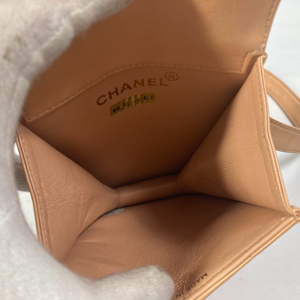 CHANEL ネックポーチ スマホポーチ マトラッセ ポーチ キルティング 肩掛け ネックショルダー ショルダーバッグ ラムスキン レディース ピンク系